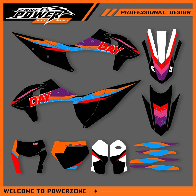 

Графика Powerzone для KTM SX SXF 2019-2022 EXC EXC-F 2020-2023 200 250 300 350 наклейки наклейки мотоцикл фон на заказ 02