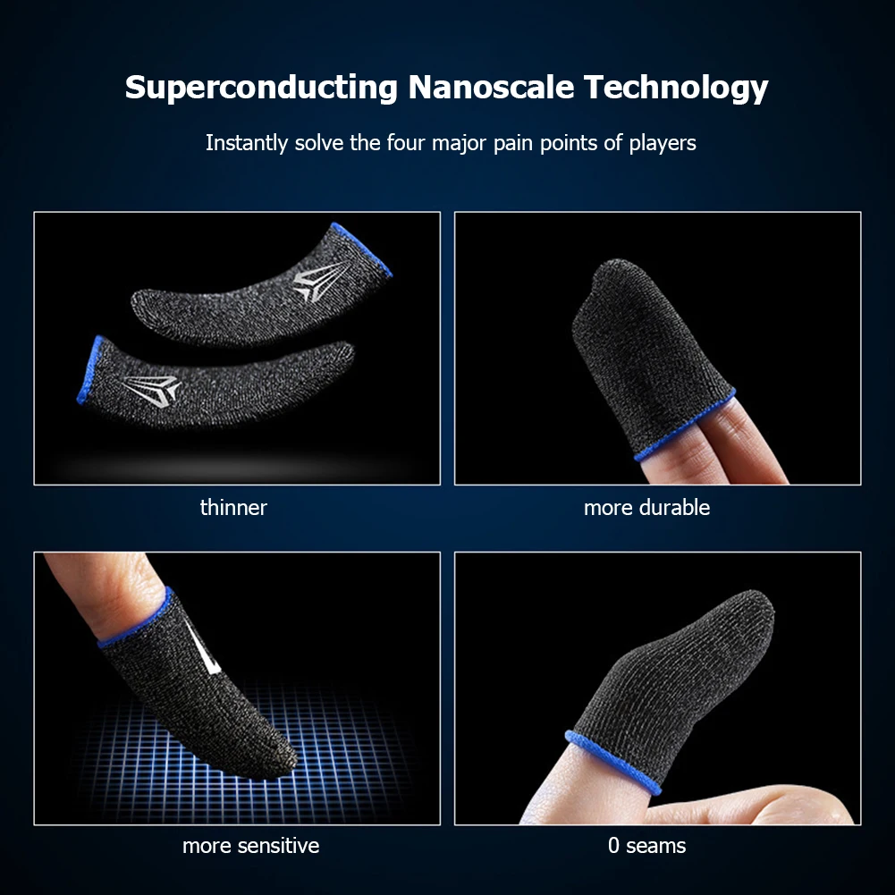 1-5Pairs Mobiele Game Vingertop Handschoenen Transpiratie Antislip Gaming Vinger Mouw voor PUBG Ademende Vingertop Cover Duim handschoen - afbeelding 2