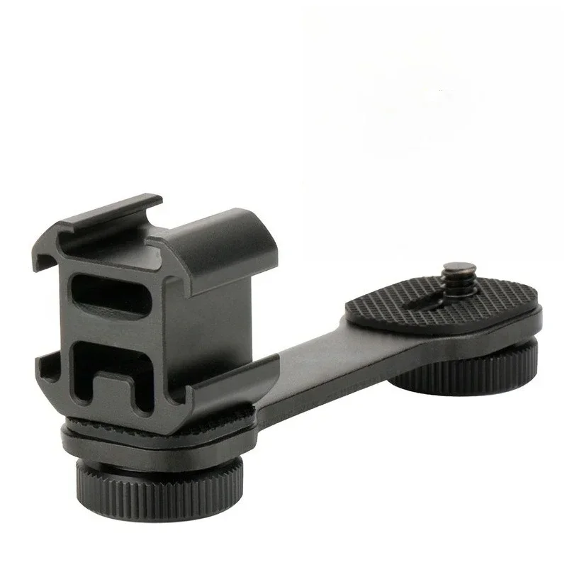 

SLR micro-single camera, three-head cold boot hot shoe bracket, photographic and video equipment expansion accessories