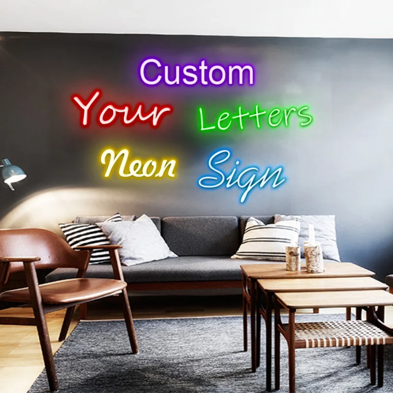 

Custom 1 row Letters Neon Sign Select Color And Font High Quality Acrylic 12v Led Neon Light For Room Shop Decor Order Directly