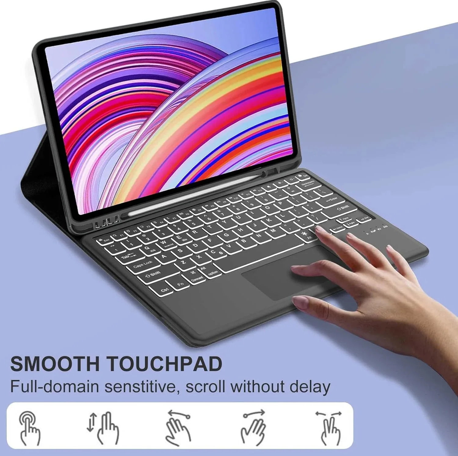 Para Xiaomi Redmi Pad Pro 12,1 polegadas, capa de teclado para Xiaomi POCO Pad 12,1 polegadas 2024
