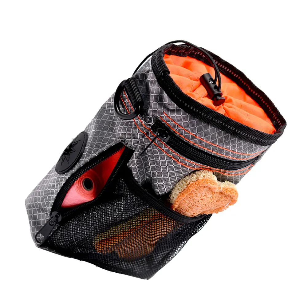 

Pet Garbage Snacks Pouch Large Capacity Grey Outdoor Tote Dog Food Carrier Travel Waist Bag Durable Storage Multi Pockets Pet