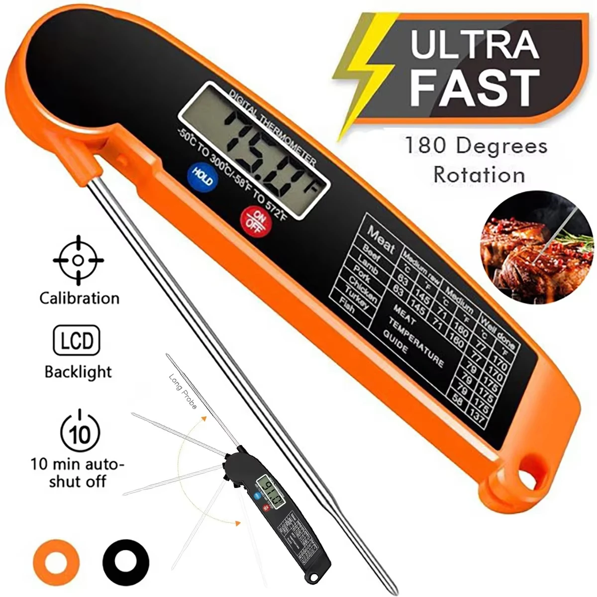 Home Digital Meat Thermometer Foldable food thermometer for Meat/Water/Milk/Fry/BBQ kitchen Oven Temperature,termómetro cocina