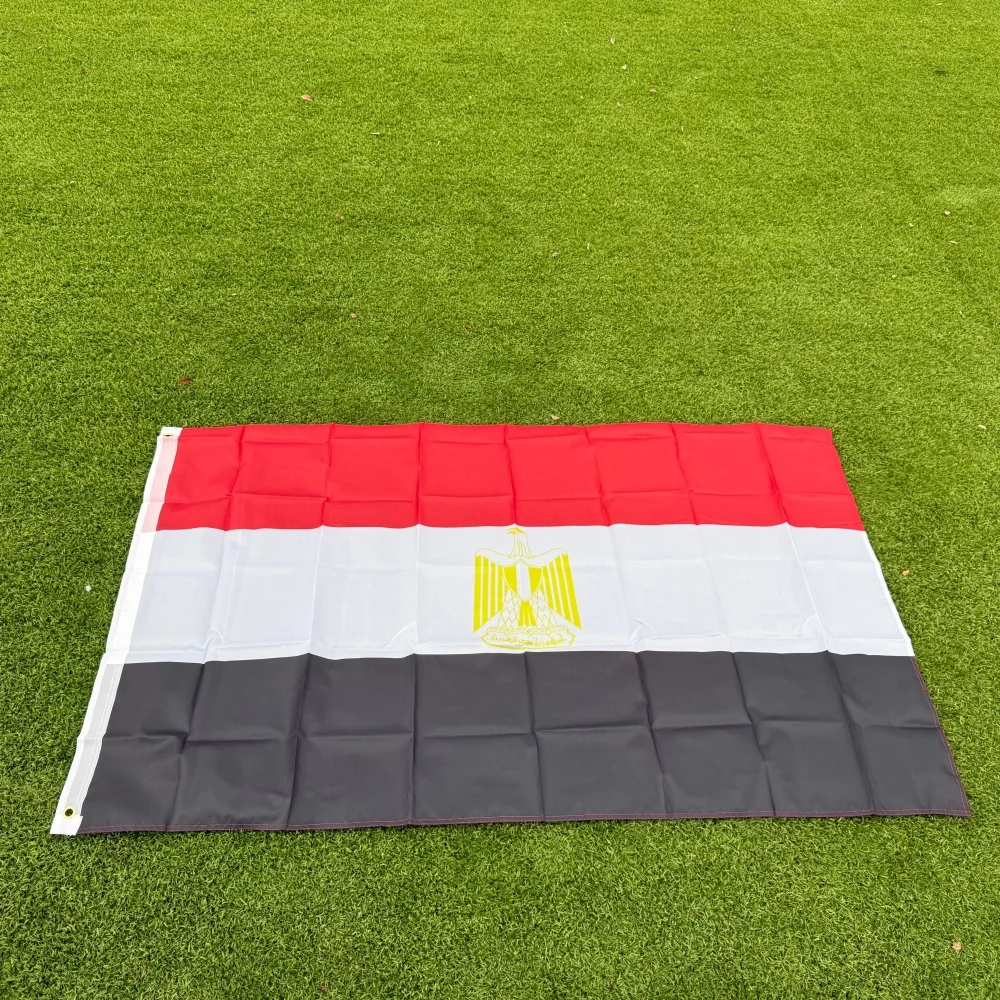 Egypt Flag 150x90cm Large 3x5 FT Egyptian National Flag with Eagle Emblem Polyester Double Stitched Outdoor Indoor Decoration