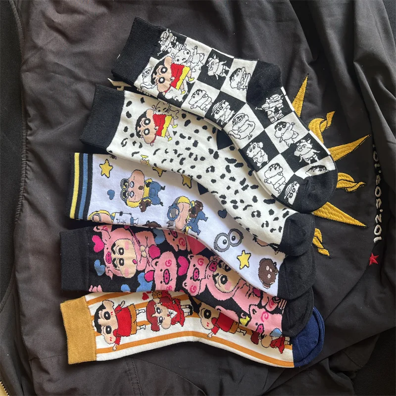 للتلوين شين تشان نوهارا شينوسوكي الكرتون لطيف جوارب متوسطة هدية عيد شخصية الإبداعية أنيمي الجوارب الطرفية