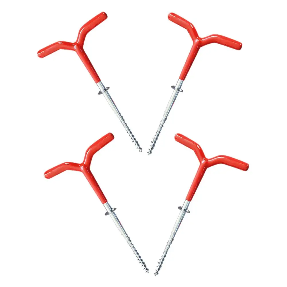 

4 Pcs Ice Nail Fixer Tent Ground Nails Camping Spiral Stakes Screw Pegs Beach Outdoor Camping Stakes Metal Rubber Material