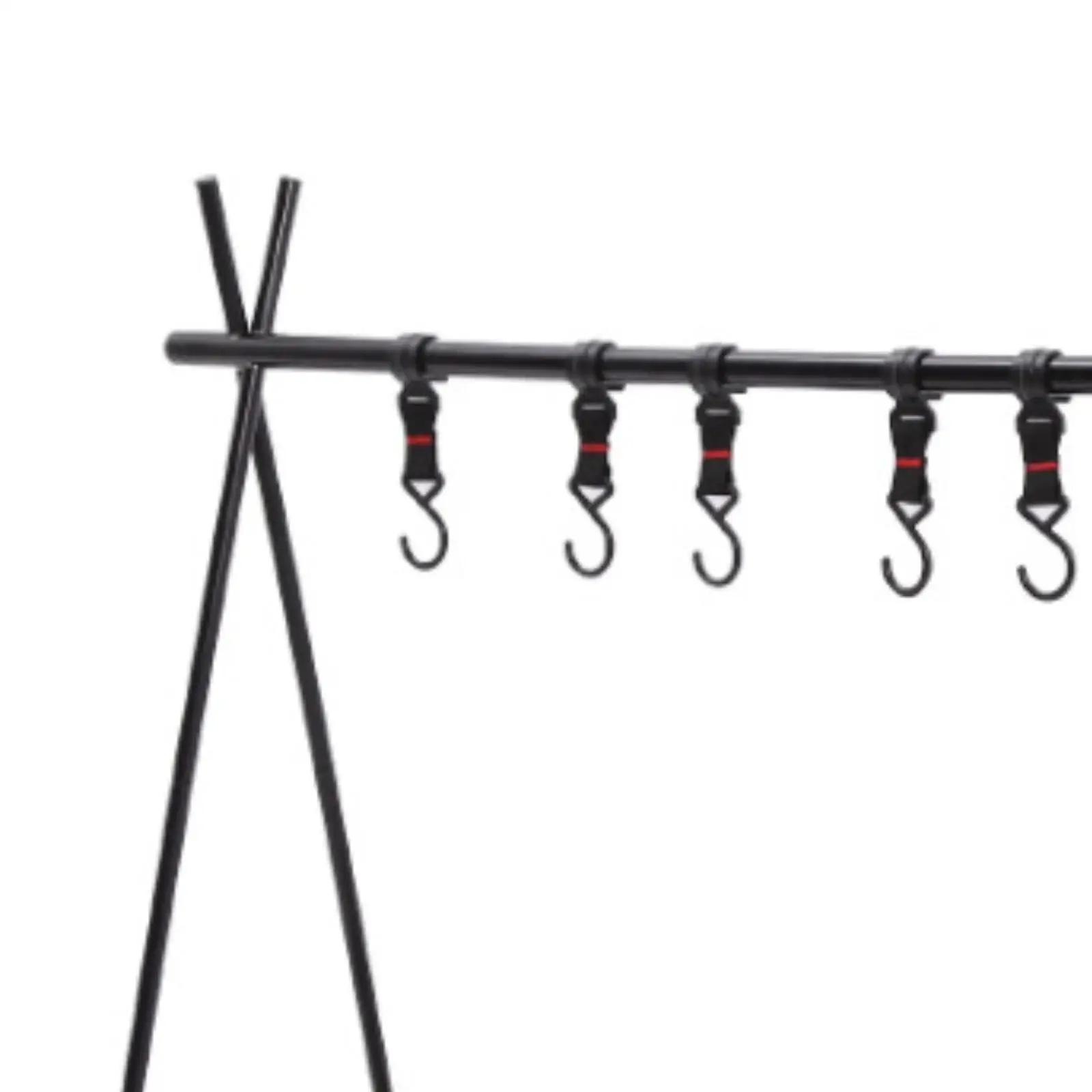 Rack dobrável para acampamento com ganchos e bolso de rede ao ar livre para piquenique, caminhadas, churrasco