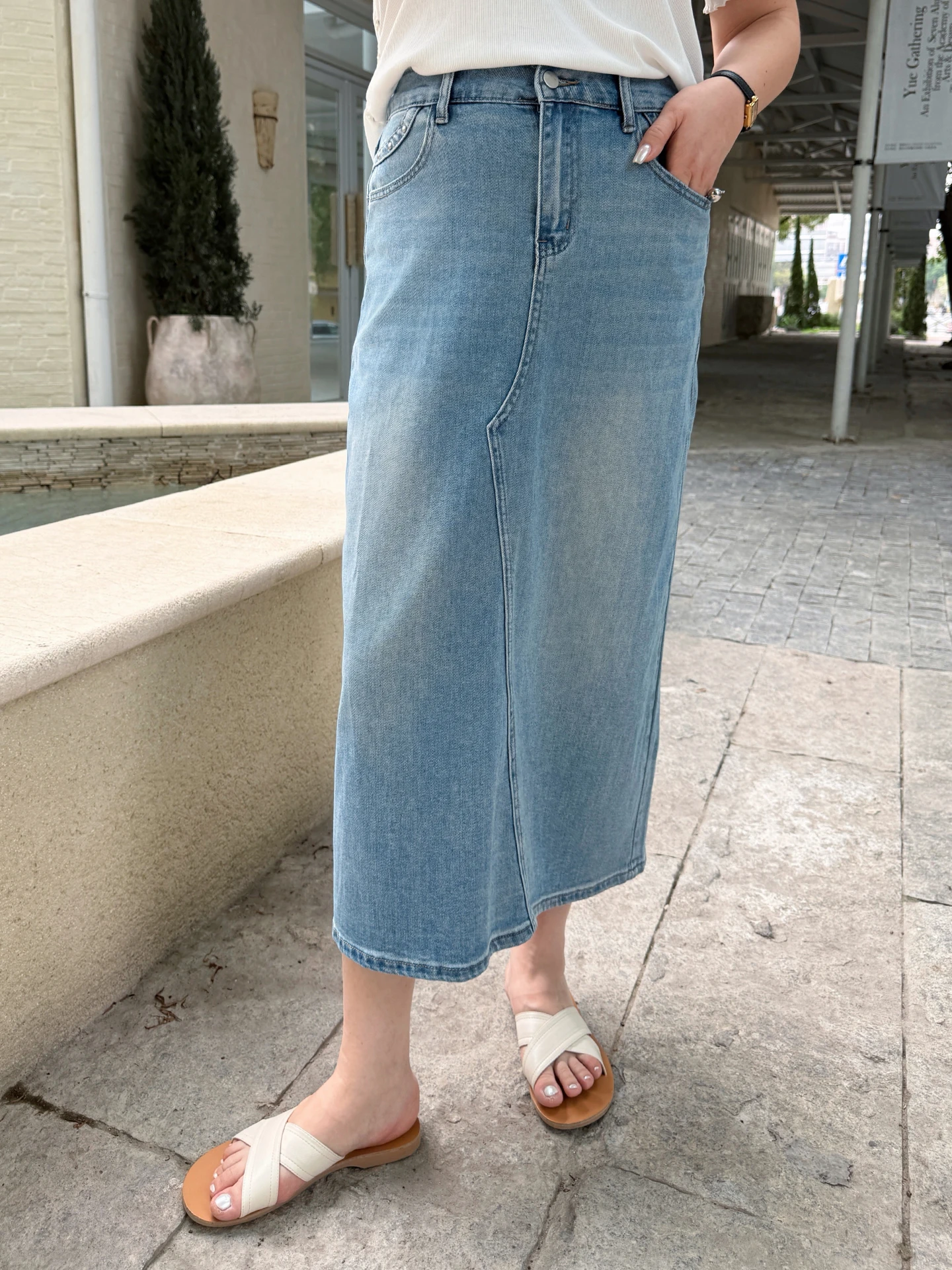 

Женская базовая синяя джинсовая юбка средней длины больших размеров, утягивающая, с высокой талией, универсальная, для женщин весом более 200 фунтов