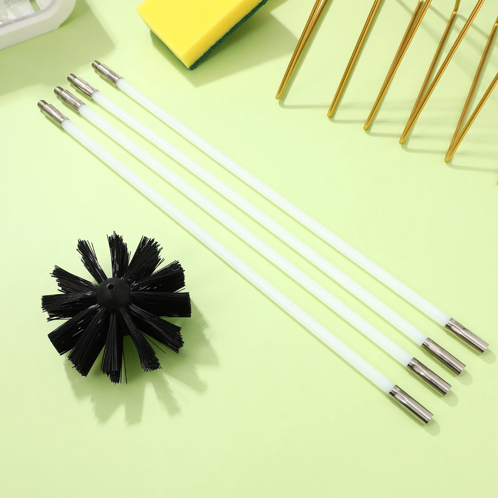 Dryer Duct Cleaning Kit with Tubes Nylon Chimney Brush Accessories Vent Cleaner Black