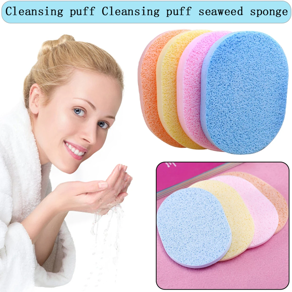 1 pcs Wash Face Sponge Facial Cleansing Sponge Fashion Makeup Tools Compressed Pad Powder Puff (Random Color)