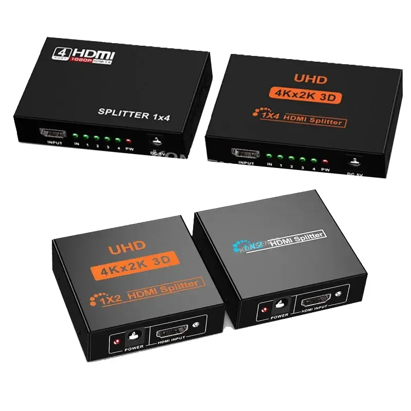 4K HDMI Splitter 1 in 4 out HDMI Video Distributor Splitter 1x2 1x4 Splitter 1 in 2 out 1080P Copy Display for HDTV PC Loptop TV