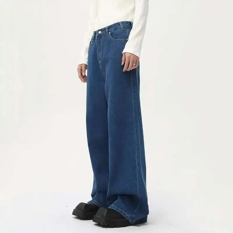 

IEFB Men's Straight Denim Pants Korean Version CleanFit Non-Sinkable Neutral Dstring Waist Summer 205 Nylon Fabric