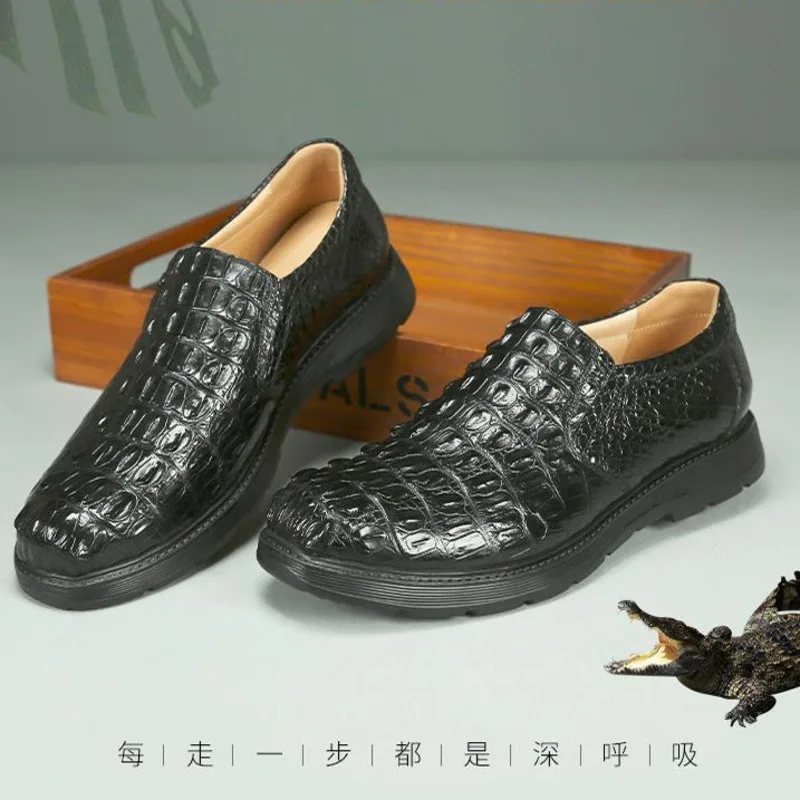 

New Crocodile Skin Round Toe Men's High-end Fashion Lazy Business Casual Walking Male Boat Shoes Men Suede Loafers Oxford Shoes