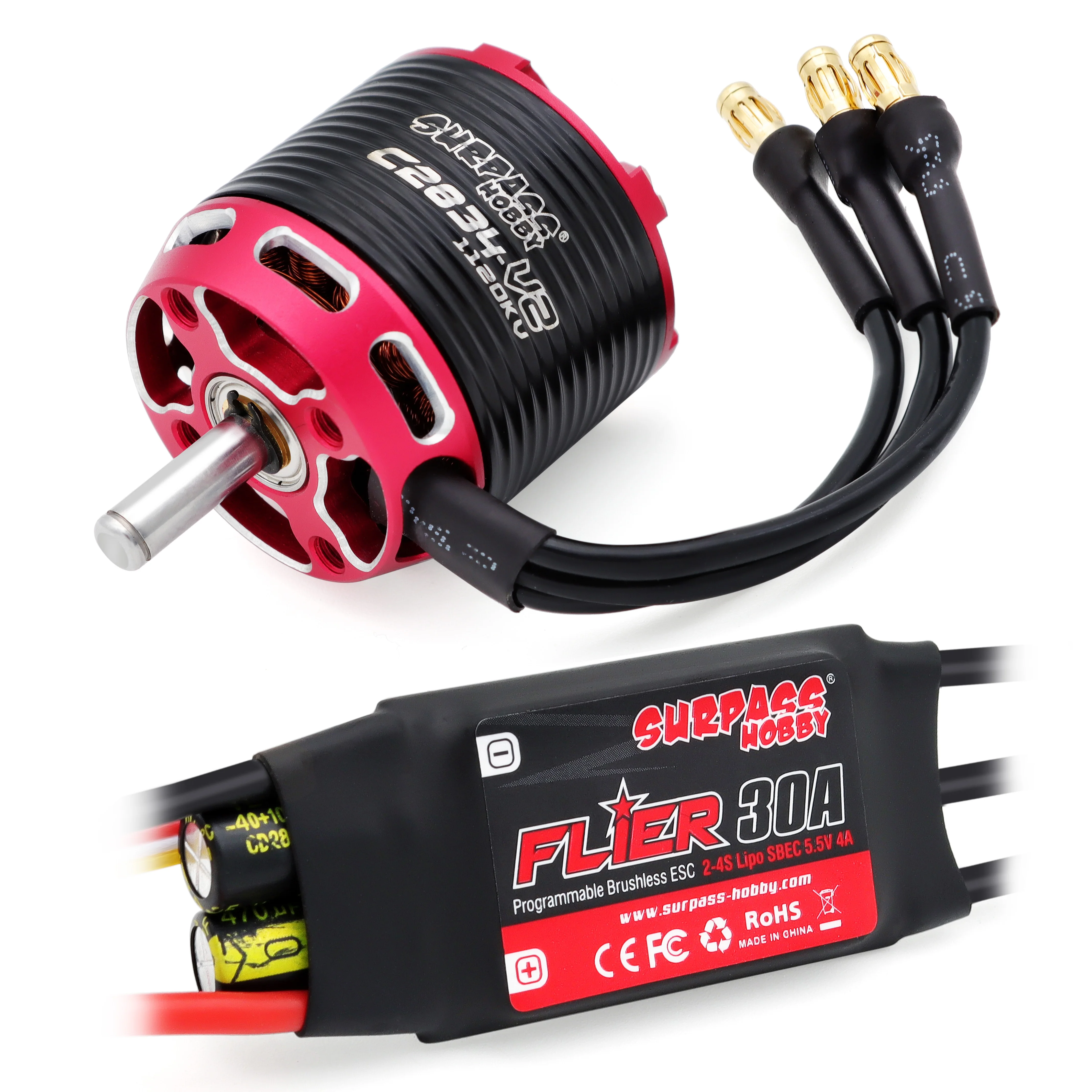 C2822 C2826 C2830 C2834 C2838 Brushless Outrunner Motor 2-5S with 20A 30A Brushless ESC For RC Aircraft Plane Multicopter