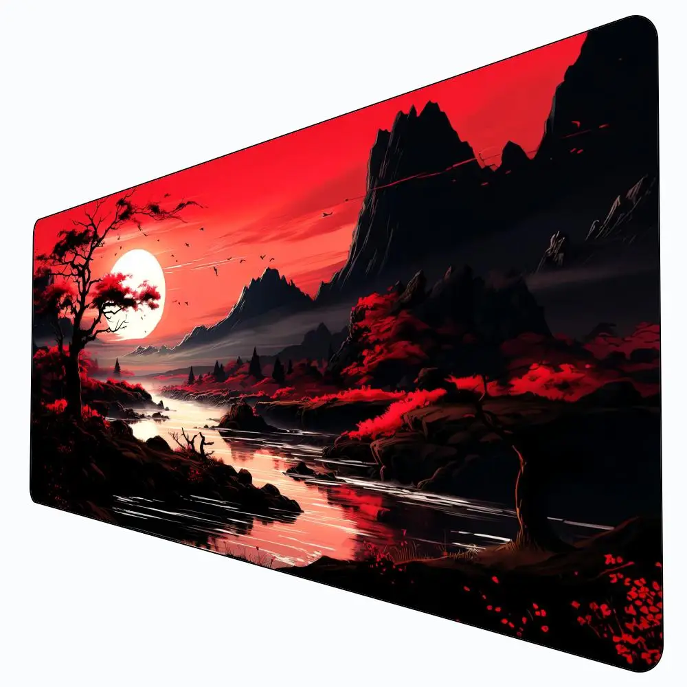 Moonlit Blood Blossoms Mouse Pad Card Game Mat Large Computer Offices Mousepad Anti-slip for MTG DTCG CCG RPG Trading Cards Mats