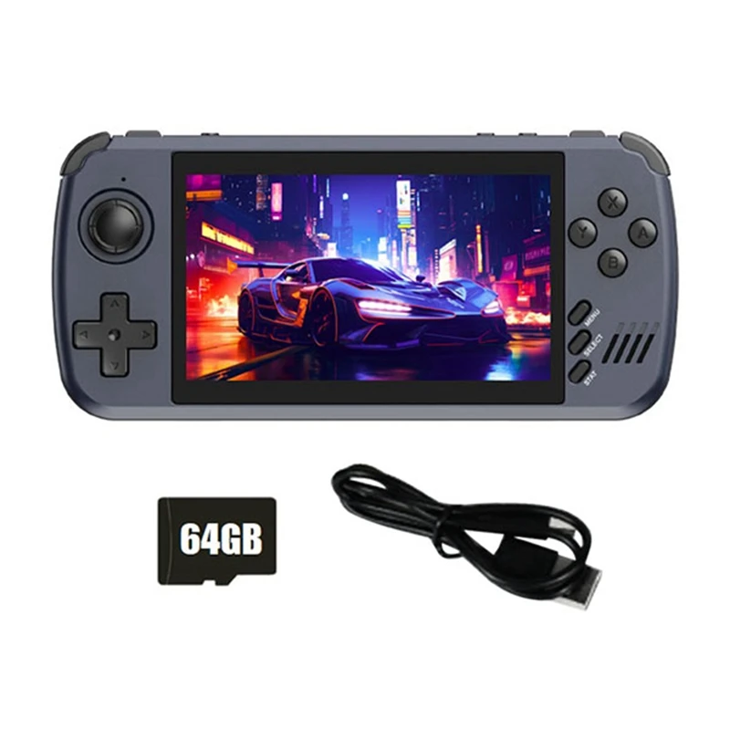 X39pro Retro Video Game Console 64GB 4.5 Inch Screen Support 2-Player Games Handheld Gamepad Children Gifts Durable B