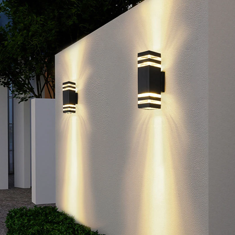 

Round or square black up down wall light with 2x9w e27 socket led wall lamp outdoor waterproof IP65 project lighting