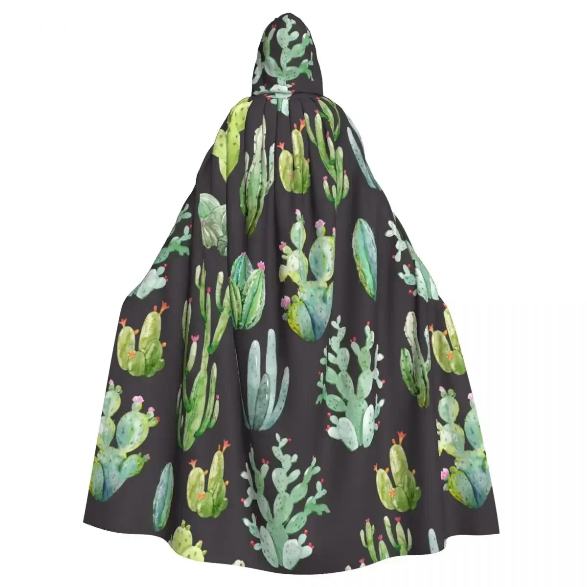 Hooded Cloak Unisex Cloak with Hood Watercolor Cactus Pattern Cloak Vampire Witch Cape Cosplay Costume