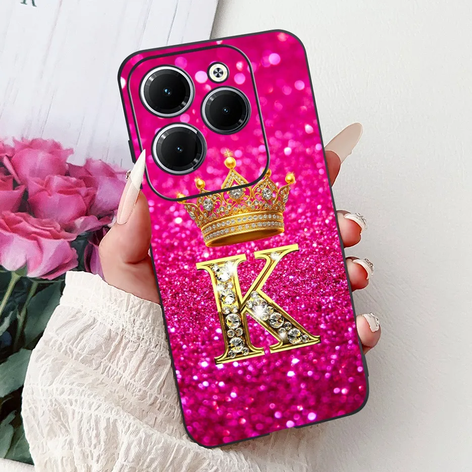 For Infinix Hot 40 Pro Case X6837 Luxury Crown Letters Cover Soft Silicone Phone Case For Infinix Hot 40i Hot40 Pro Hot40i Shell