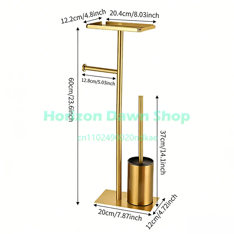 Free Standing Toilet Paper Holder with Toilet Brush, Space Saving Bathroom Storage Rack