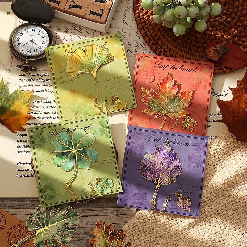 Metal Leaf Shaped Book Marker, Vintage Leaf & Maple Leaf Bookmark, Creative Reading Gift for Book Lovers
