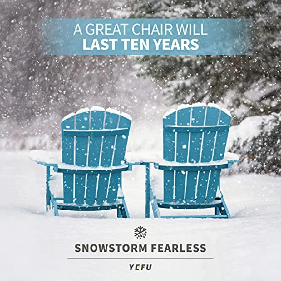 كراسي آديرونداك الخارجية المقاومة للطقس مصنوعة من بلاستيك HIPS مع نسيج خشبي واقعي مثالي لحفرة نار في الفناء والحديقة #5