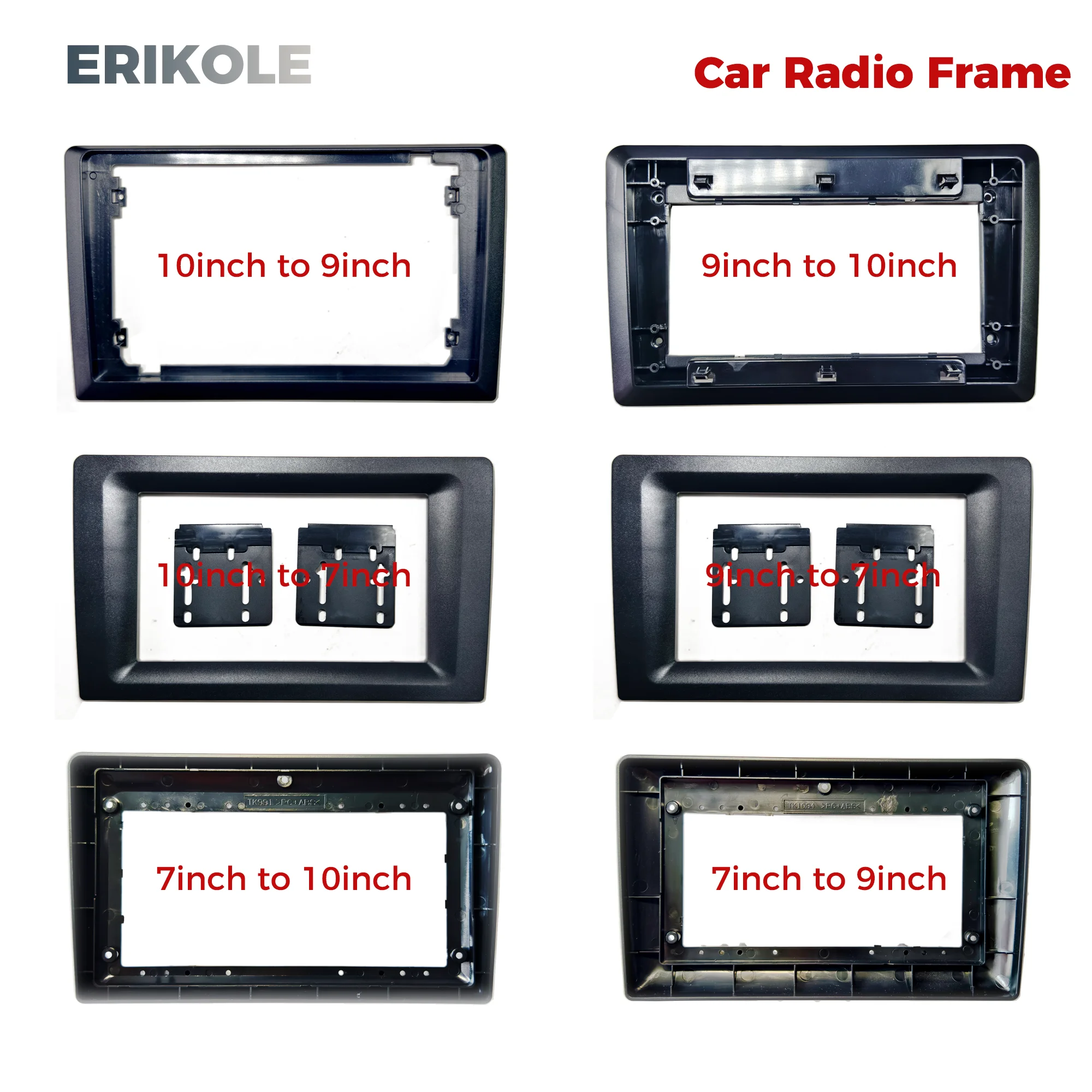 Image of 1Din 2Din Fahrzeugradio-Blende 9 Zoll bis 10 Zoll 9 Zoll 10 Zoll bis 7 Zoll Schalterrahmen Geeignet für alle Car Dash Kit Installation