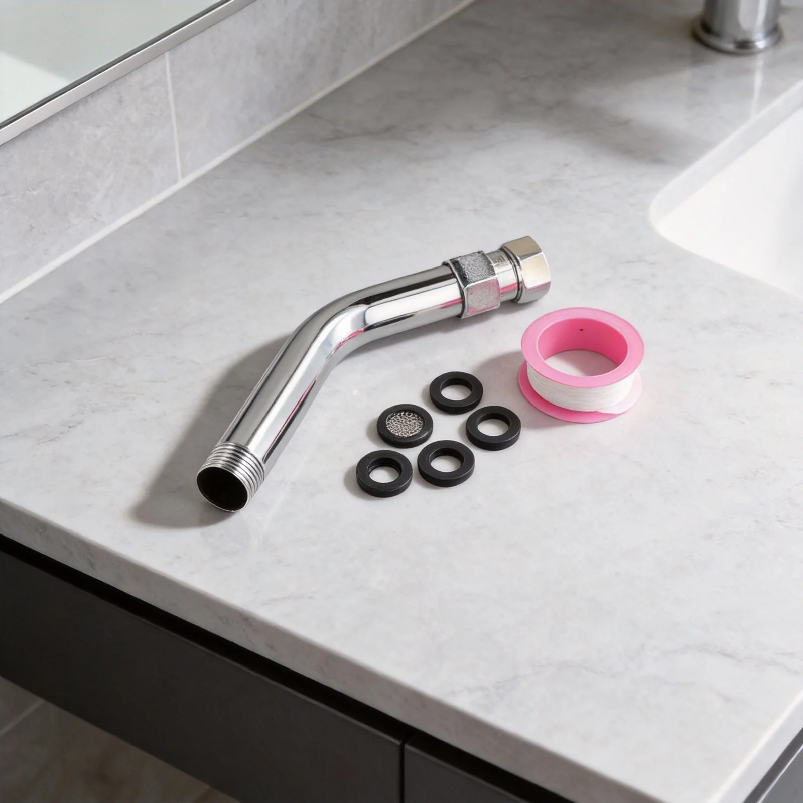 8 Inch Shower Extension for G1/2 Threaded Shower Fixtures Featuring 304 Stainless Steel Build and Moisture Resistant Design
