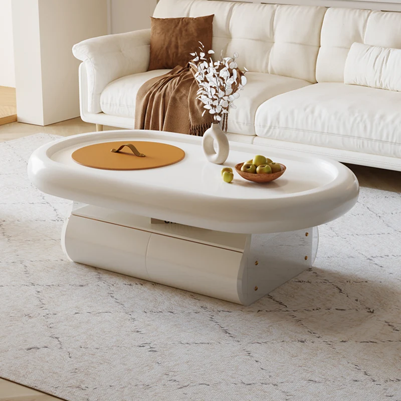 

Белые журнальные столики в японском стиле, минималистичные овальные журнальные столики для хранения в скандинавском стиле, современный дизайн, домашняя мебель