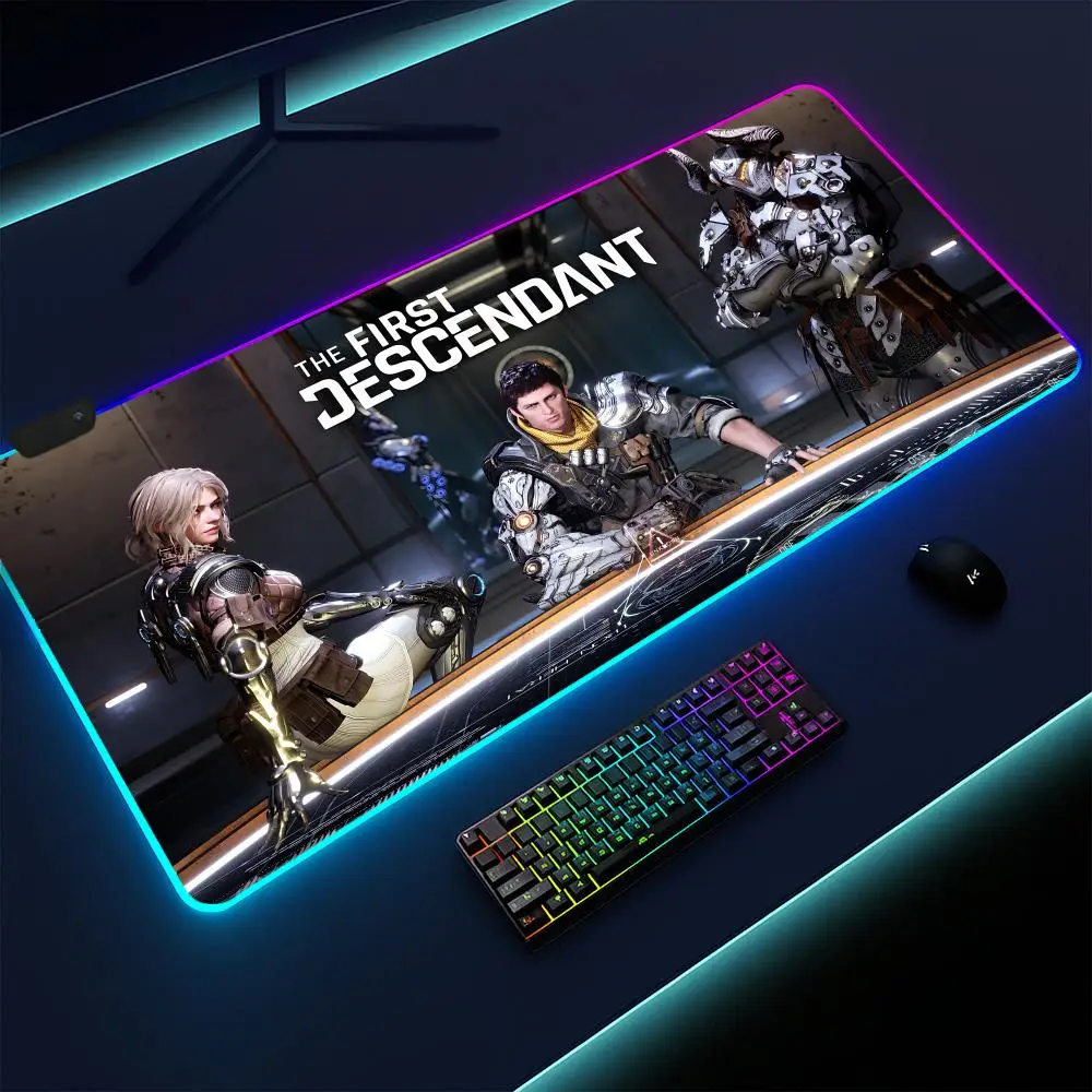 

Коврик для мыши Super The First Descendant, игровой коврик, с подсветкой светодиодами, нескользящая основа, водонепроницаемый, большой настольный коврик, мягкая поверхность