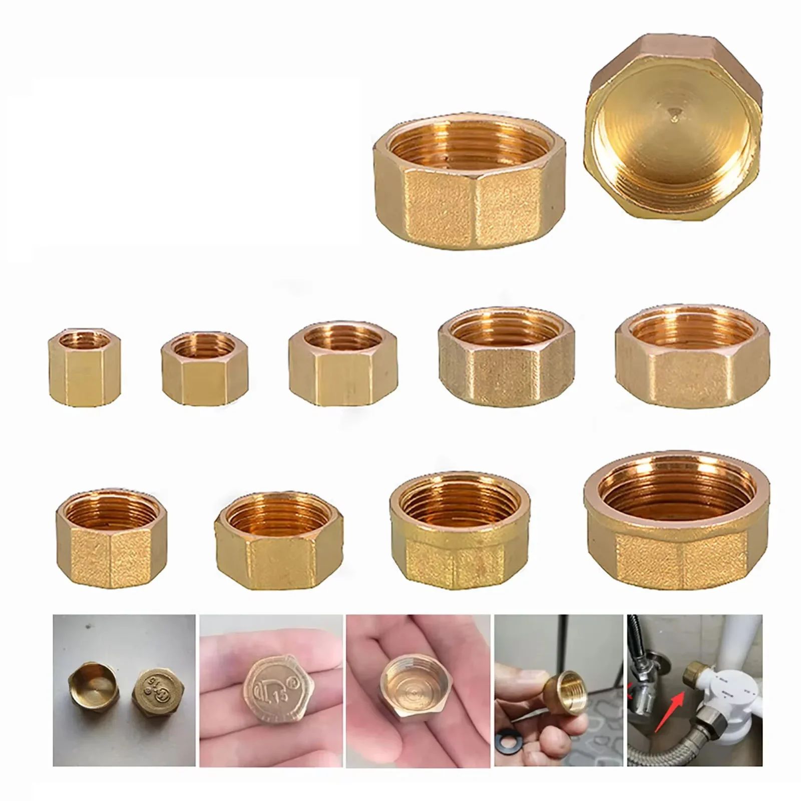 1/2/5/10Pcs Brass End Cap 1/8