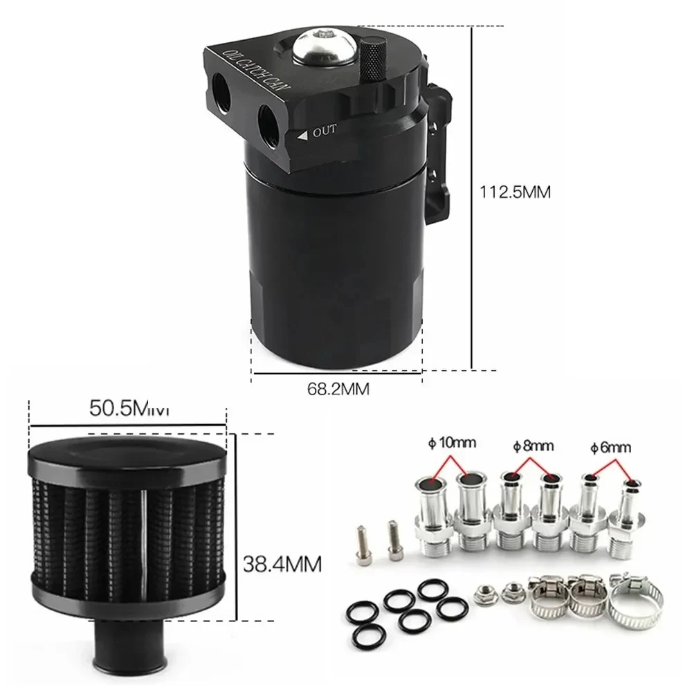 Universal Baffled Aluminum Oil Catch Can Reservoir Tank Oil Tank With Breather Filter OCC-1020A