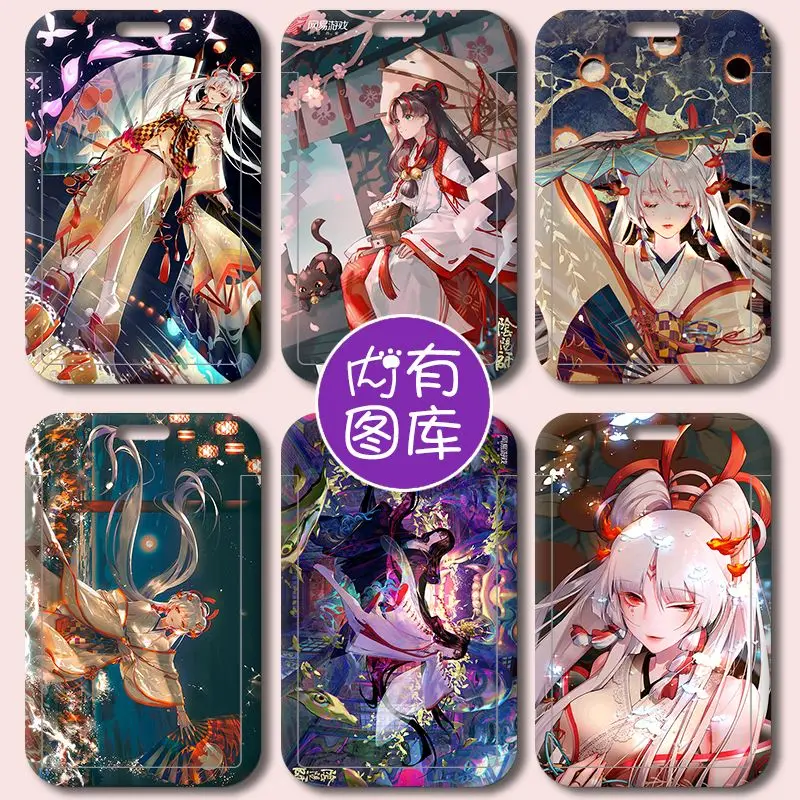 2024 NEW Anime Game Onmyoji Shiranui Illustration Business Retractable Credit Card Holders Bank ID Holders Bus Card Cover Cases