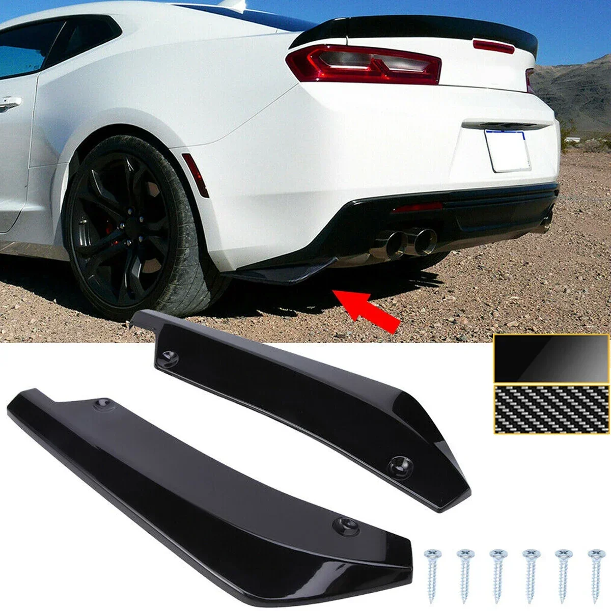 

2pcs Rear Bumper Splitter Lip Universal For Chevrolet Chevy Camaro SS Cruze Side Spoiler Canards Diffuser Car Accessories