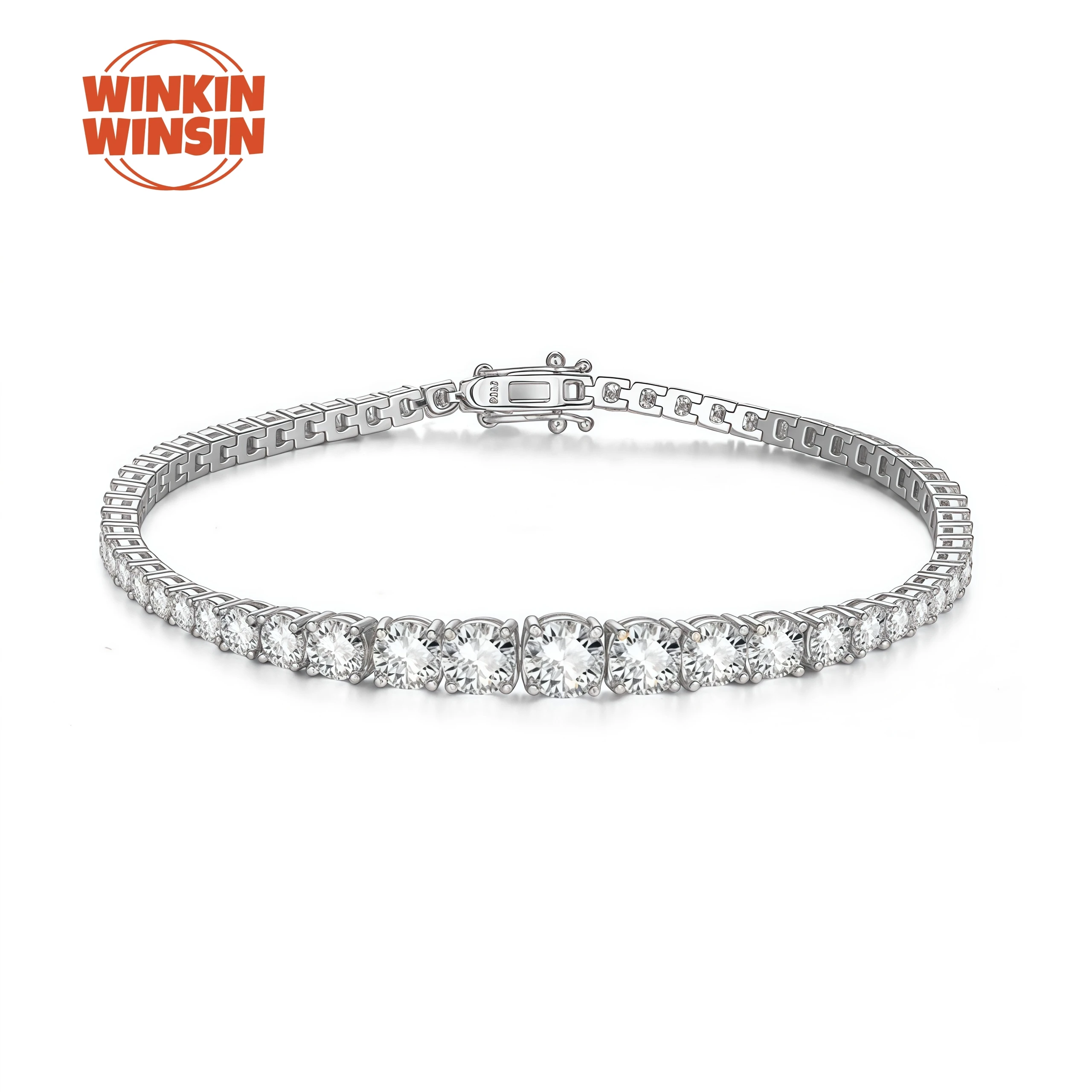 

Winkin Winsin 925 Sterling Silver Bangle GRA Certificate Diamond Moissanite Gradient Tennis Bracelet Women bracelet Jewelry