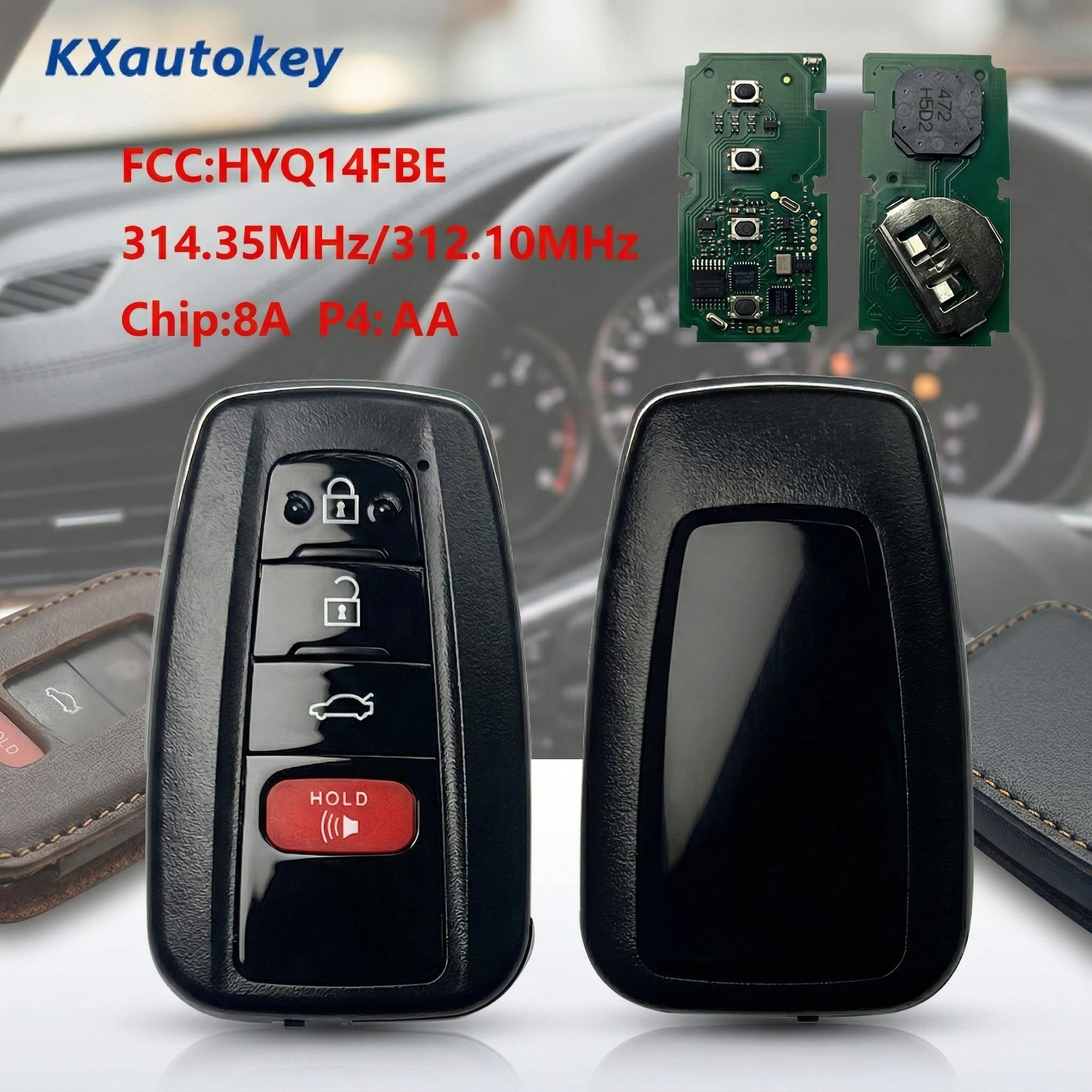 

KXK007044 Для Toyota Avalon, 4 кнопки, неоригинальный автомобильный аксессуар, FCCID-HYQ14FBE, полный комплект умного дистанционного ключа для Toyota