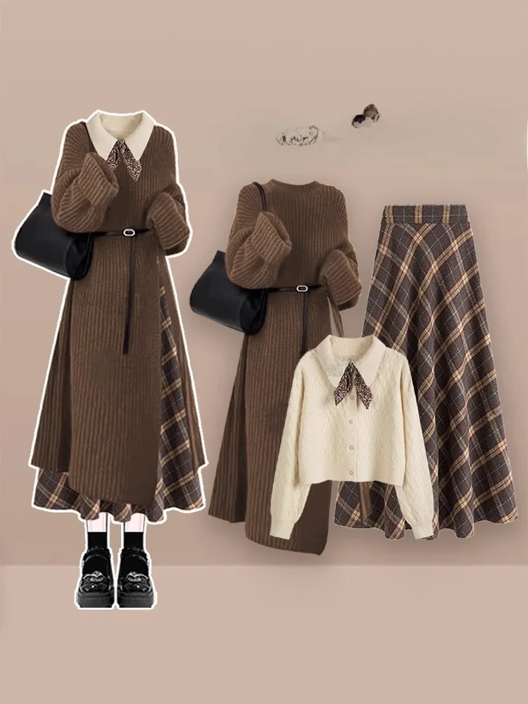 

Ele вязаный свитер Dr Set, женский модный зимний наряд, футболка V-Ne Long Sve, ансамбль из качественного материала