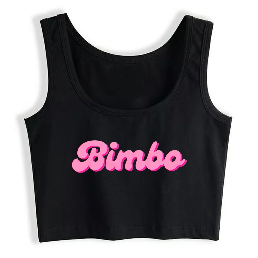 Bimbo Printed Design Breathable Slim Fit Tank Top Hot Girl Goth Grunge Sexy Crop Tops Gym Fitness Workout Camisole