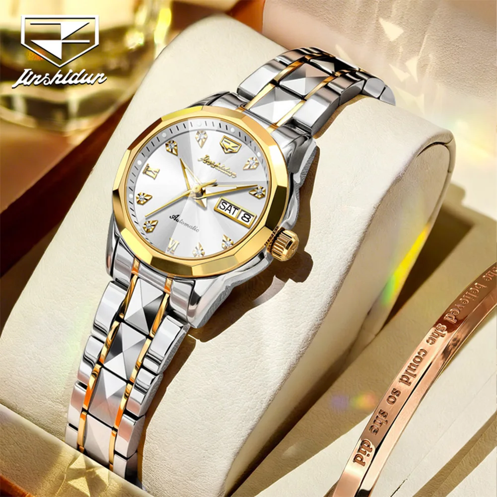 

JSDUN 8995 Ladies Watches Dual Calendar Automatic Mechanical Watch Tungsten Steel Waterproof Luxury Elegant Watches For Woman