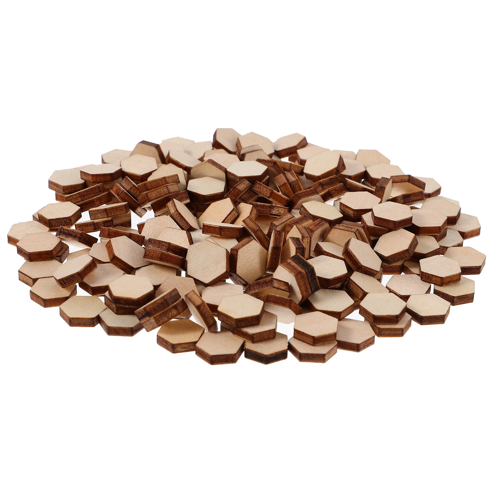 

200pc Wood Slice Decorations 10Mm Beech Wooden Hexagonal Pieces Diy Crafts For Wedding Birthday Christmas Handicrafts