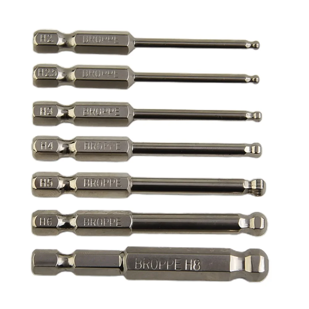 Ball End Hex Screwdriver Bit Metric Hex Bit 65mm Long Magnetic Driver Bit Electroplating Anti-rust Electric Screwdriver Set