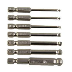 Ball End Hex Screwdriver Bit Metric Hex Bit 65mm Long Magnetic Driver Bit Electroplating Anti-rust Electric Screwdriver Set