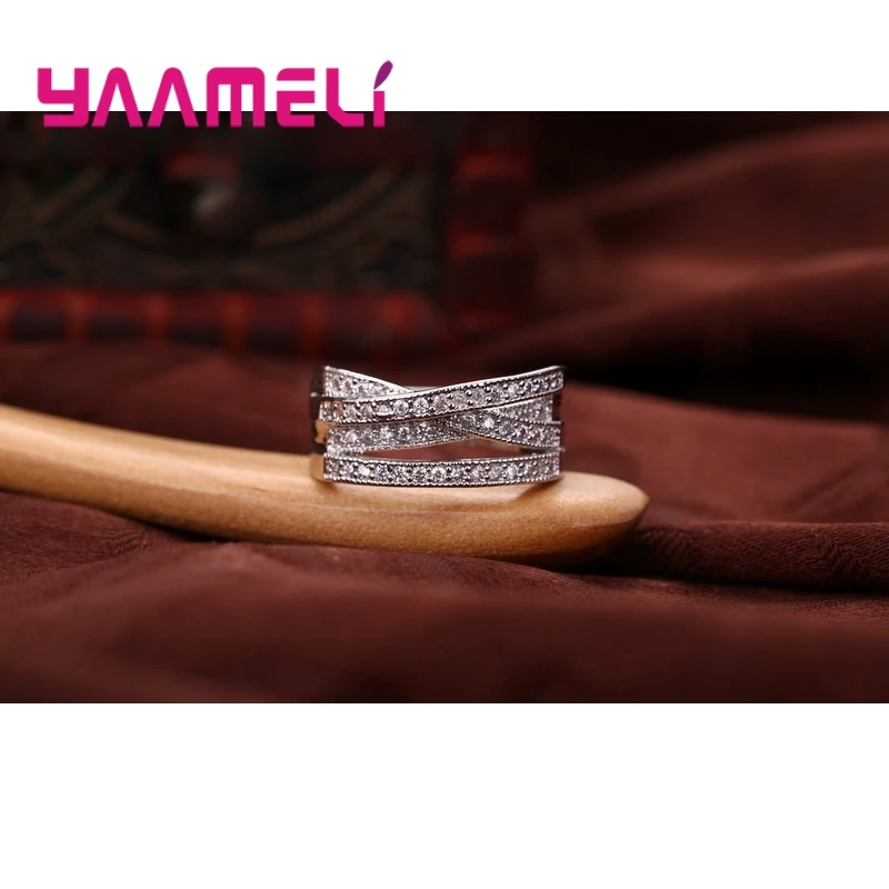 Unisex 925 Sterling Silver Cross Ring with Crystal Inlay - Image 2