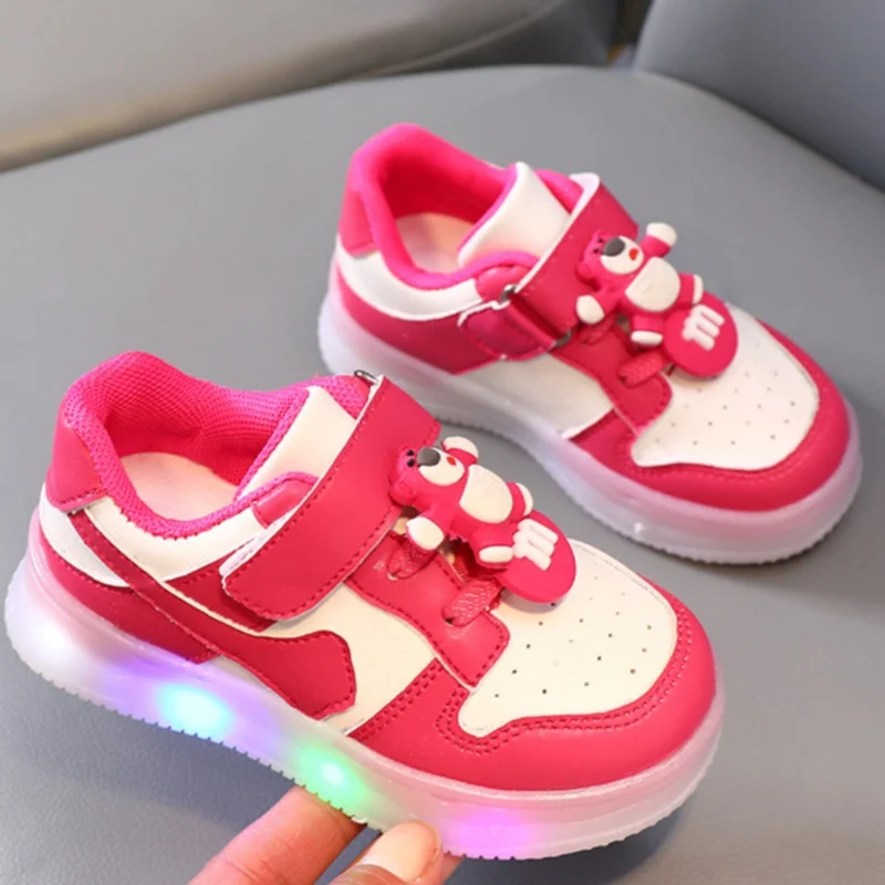 Kids LED Shoes Disney Stellalou Sport Shoes New Children Casual Sneakers Spider Heros Shoes Luminous Shoes lighted Tennis Shoe