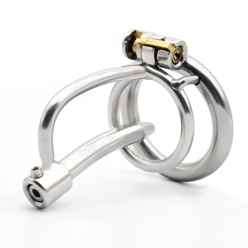 2023 New Stainless Steel Male Chastity Lock Penis Ring Bondage BDSM Chastity Devices With Urethral Catheter Penis Lock Sex Toys