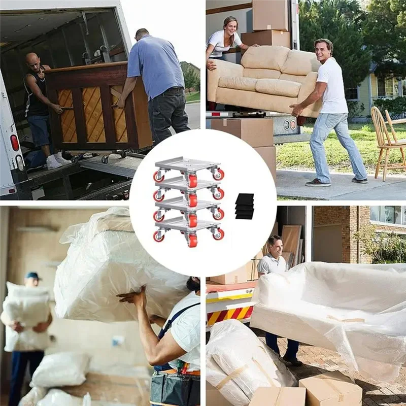 

ABAH-Heavy Furniture Mover 5-Wheel Furniture Dollies With Locking Wheels Load Lifter Moving Tool Set With Anti-Skid Pad Home