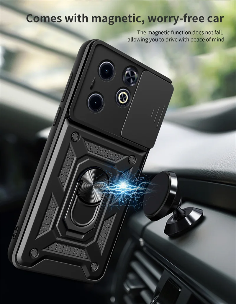 Funda For infinix Hot 40i Case Shockproof Armor Camera Protect Phone Cases For infinix Hot 40 i Hot40i Magnetic Ring Stand Cover