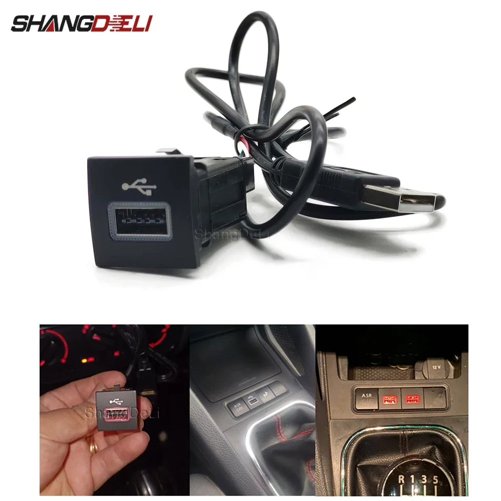 Auto-USB-Eingangsadapter, Audio-Radio, U-Disk-Blitz, Schnittstelle, Musikkabel für Volkswagen Golf 6, Jetta MK5, Caddy, EOS, Scirocco