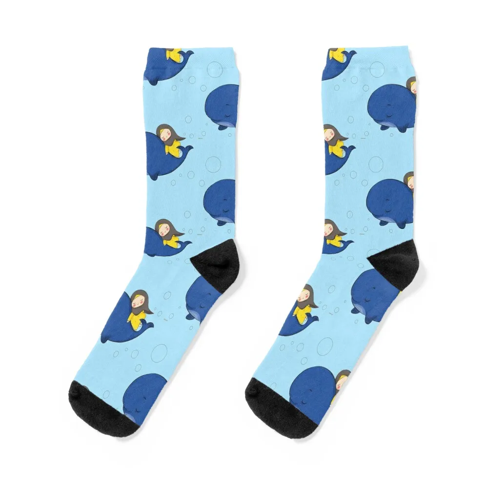 

Cartoon little girl on a whale Socks custom hiphop essential Socks Women Men's
