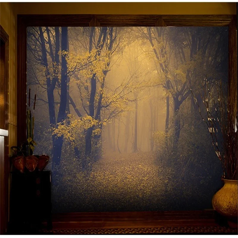 custom 3D forest wallpaper Room Escape haunted house horror background papel de parede 3d wall paper large mural wallpaper